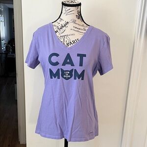 Life Is Good Lavender Cat Mom Tee